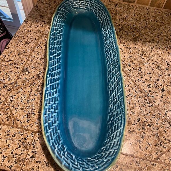 Le Ceramiche Della Veldelsa Vintage STUNNING Turquoise 21 inch Platter Italy - Picture 15 of 15
